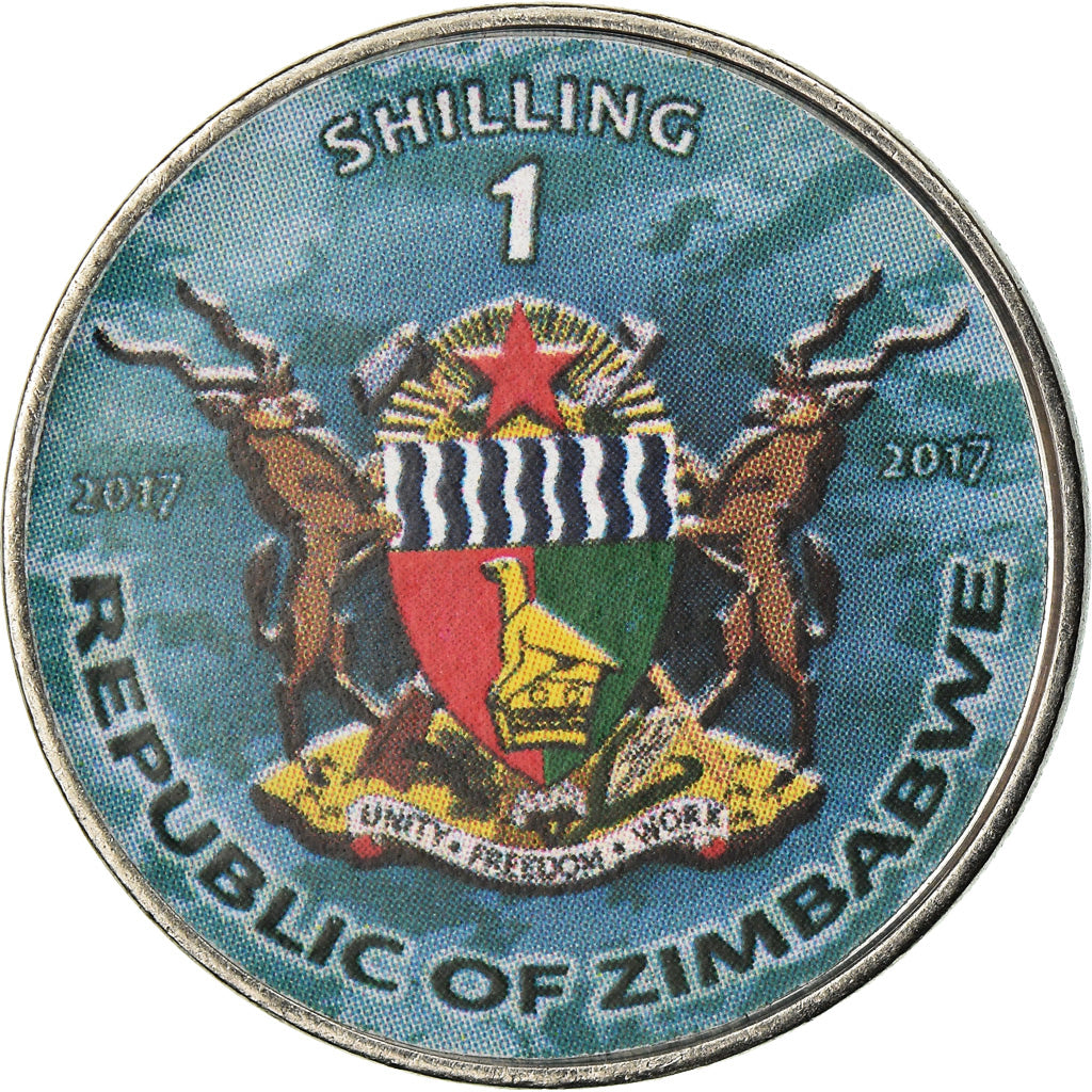 Coin, Zimbabwe, Shilling, 2017, Warship -  Battleship Iowa, MS(63), Nickel