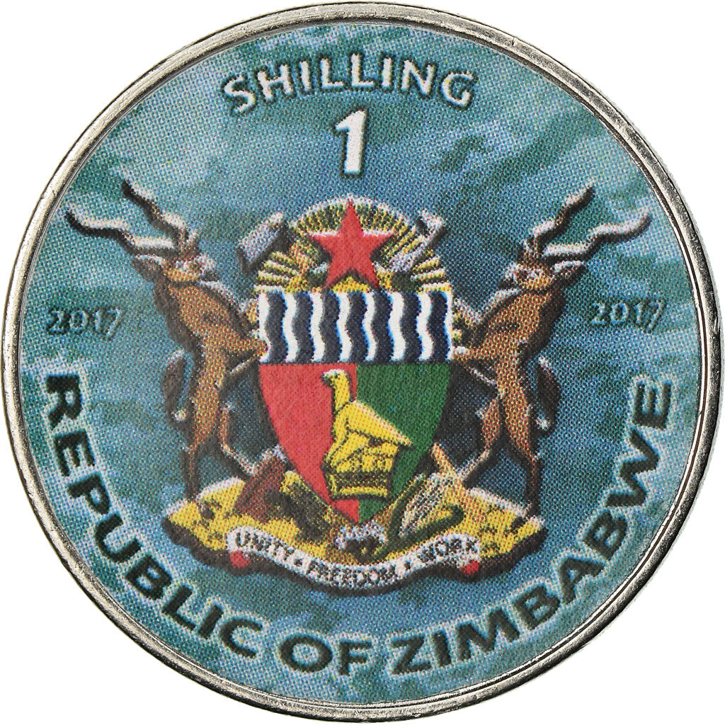 Moneda, Zimbabue, Shilling, 2017, Warship -  U.S Aircraft Carrier, SC, Níquel