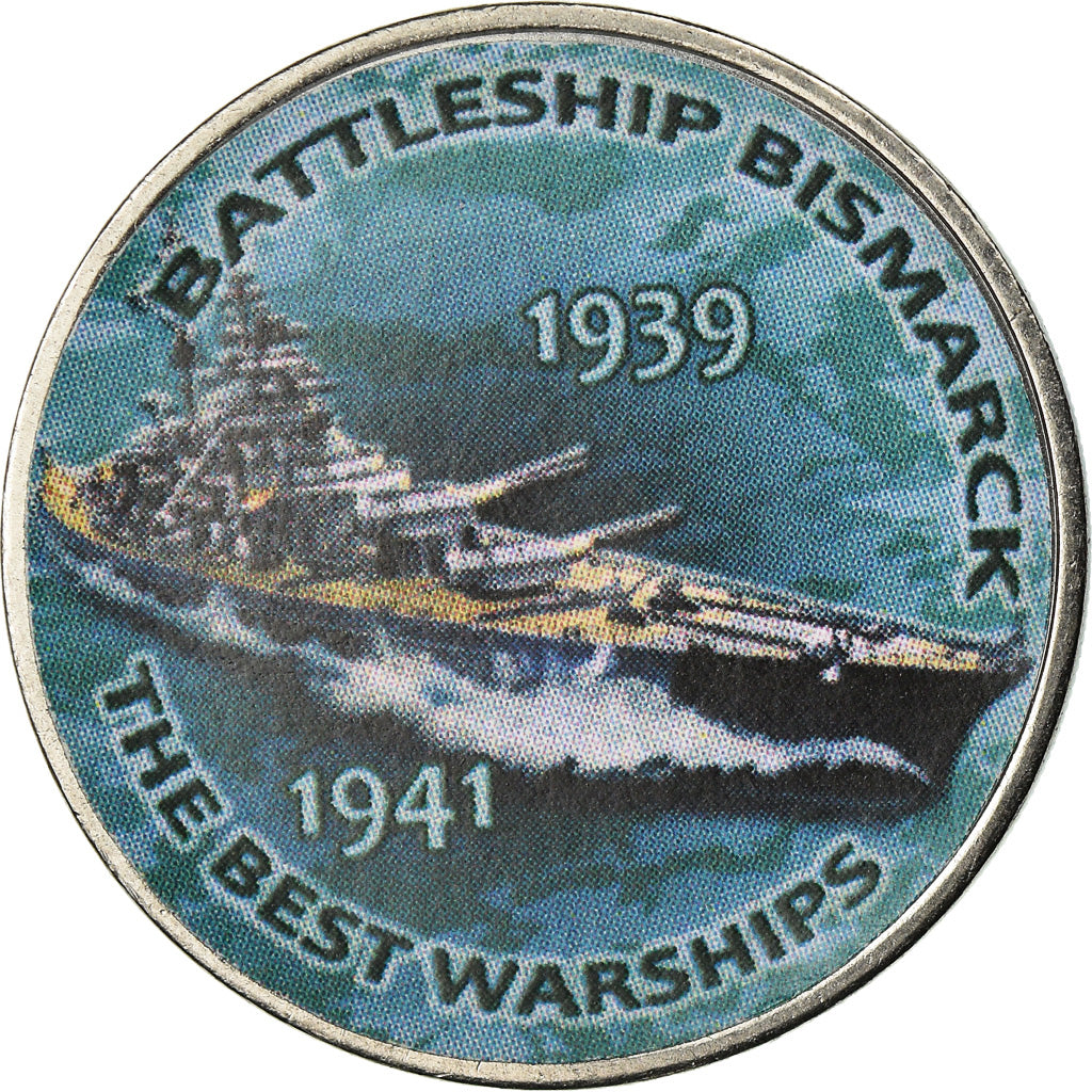 Coin, Zimbabwe, Shilling, 2017, Warship -  Battleship Bismarck, MS(63), Nickel