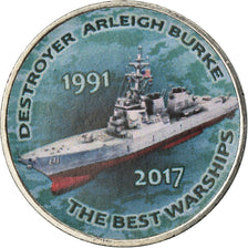 Coin, Zimbabwe, Shilling, 2017, Warship -  Destroyer Arleigh Burke, MS(63)