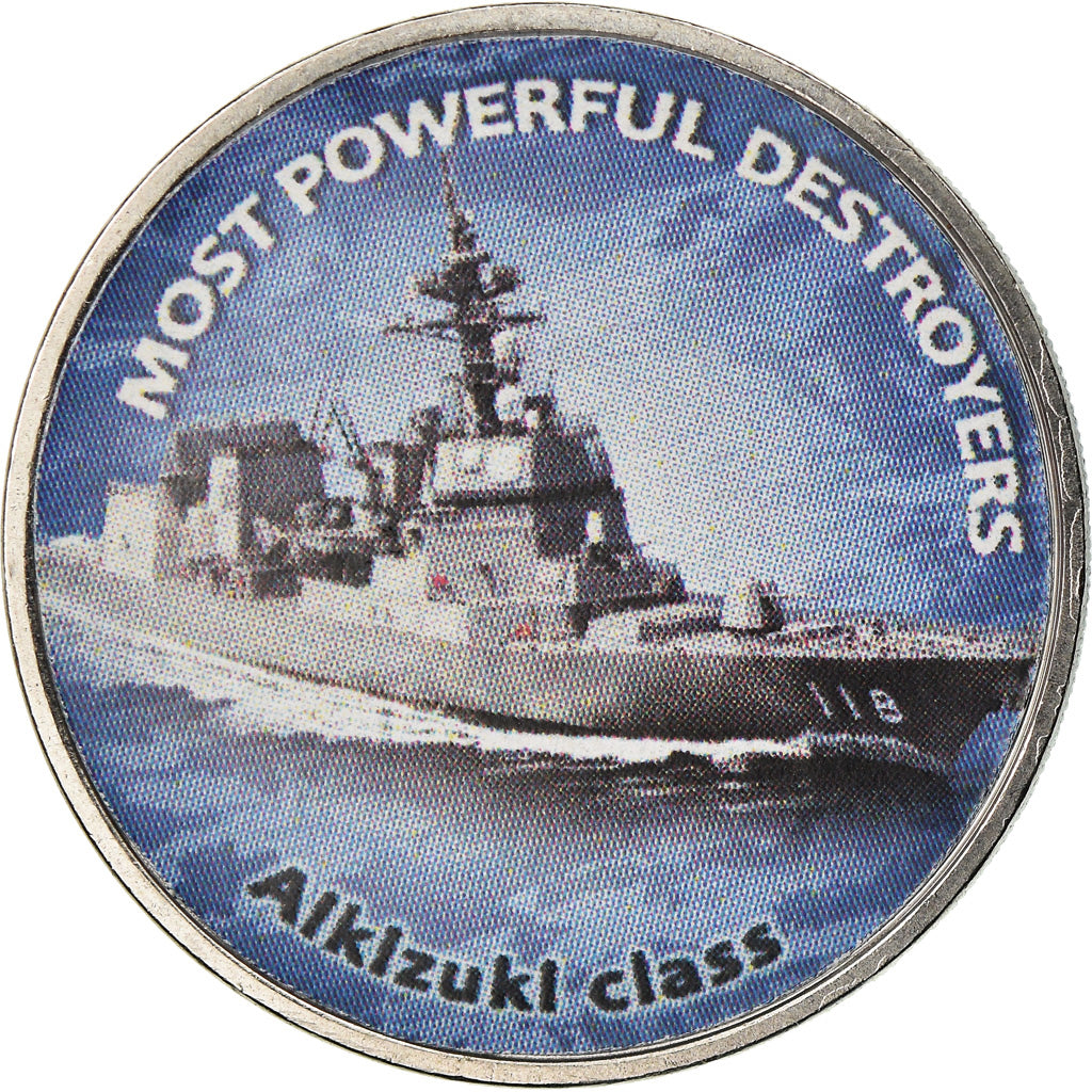 Moeda, Zimbabué, Shilling, 2018, Warship -  Destroyer Alklzuki, MS(63), Aço