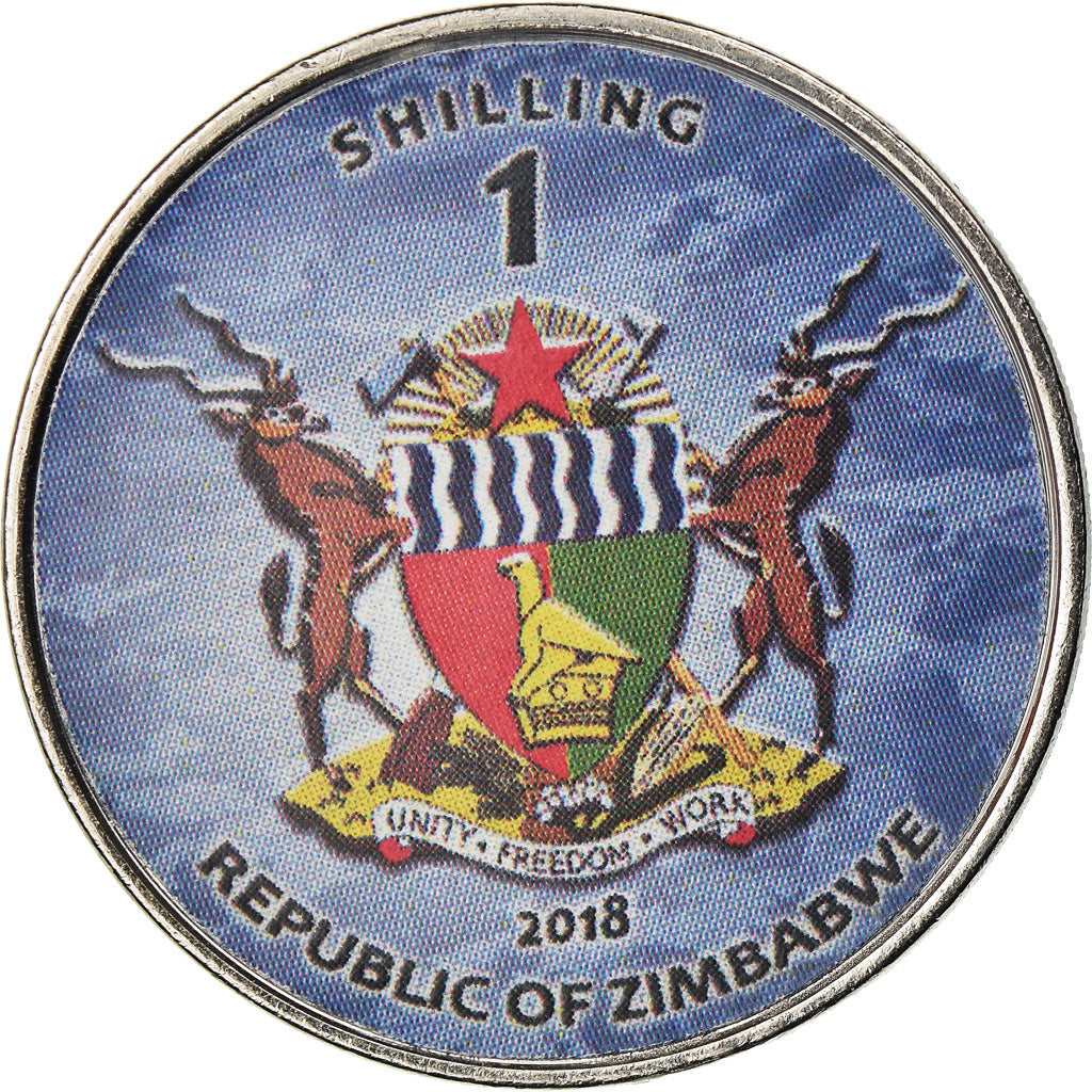 Moeda, Zimbabué, Shilling, 2018, Warship -  Destroyer Alklzuki, MS(63), Aço