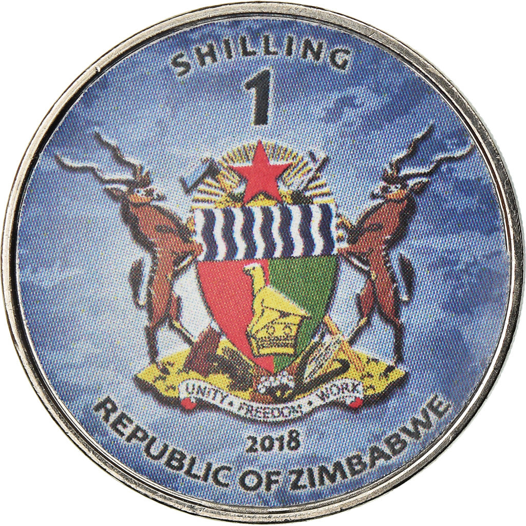 Coin, Zimbabwe, Shilling, 2018, Warship -  Destroyer type 052D, MS(63), Nickel