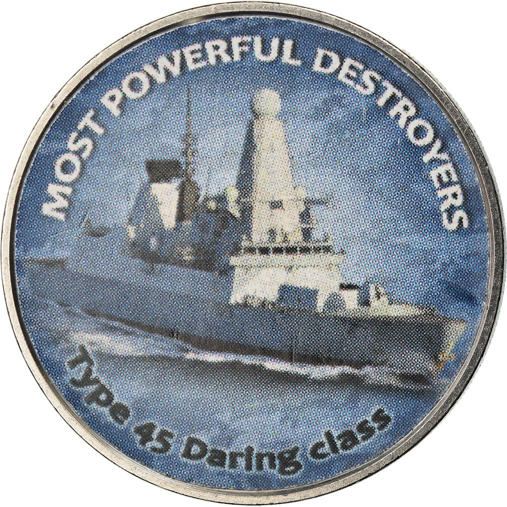 Coin, Zimbabwe, Shilling, 2018, Warship -  Destroyer type 45, MS(63), Nickel