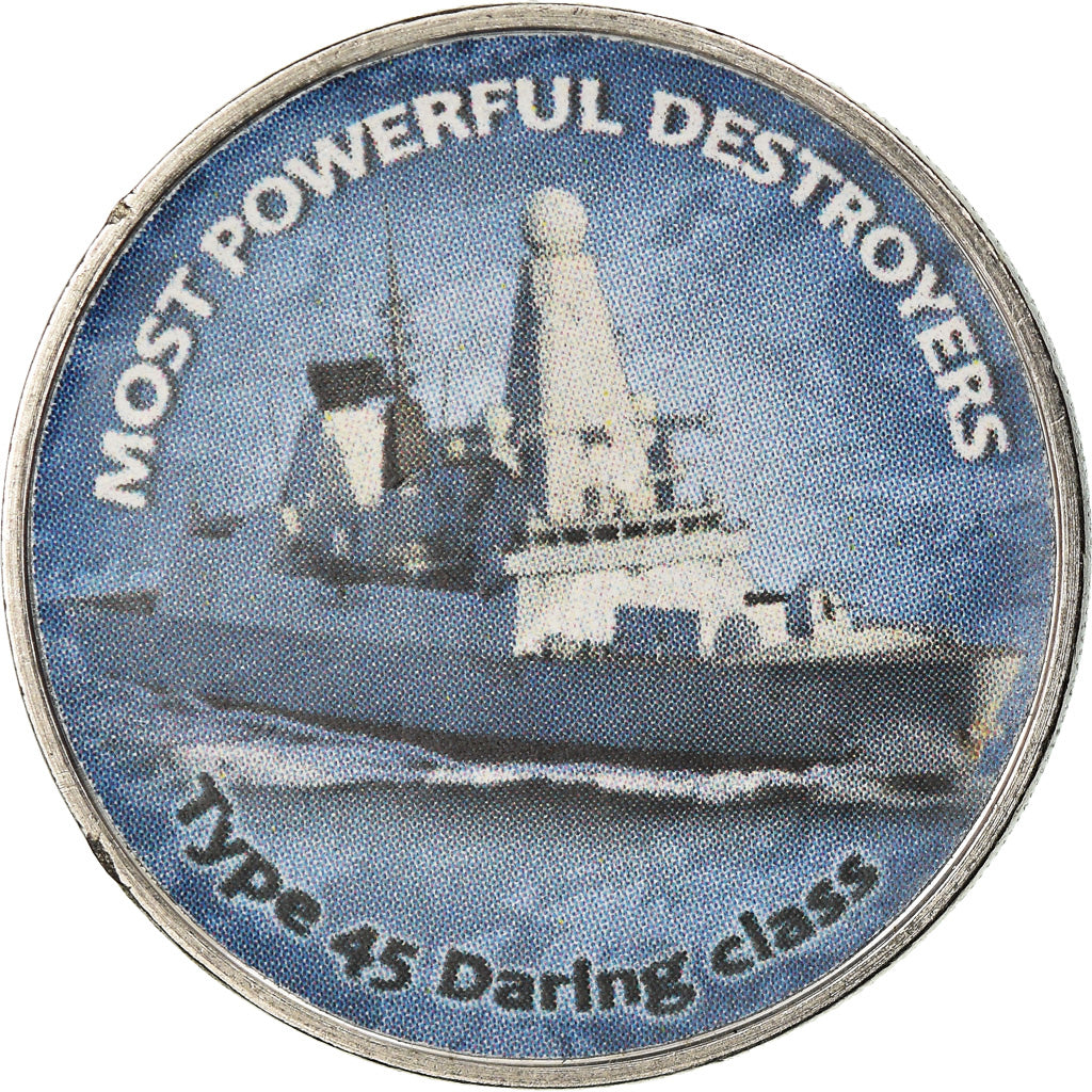 Coin, Zimbabwe, Shilling, 2018, Warship -  Destroyer type 45, MS(63), Nickel