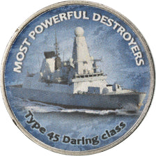 Coin, Zimbabwe, Shilling, 2018, Warship -  Destroyer type 45, MS(63), Nickel