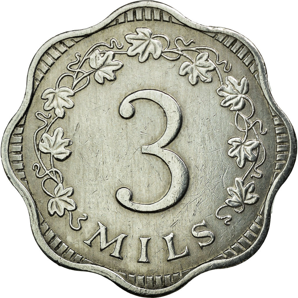 Coin, Malta, 3 Mils, 1972, British Royal Mint, EF(40-45), Aluminum, KM:6