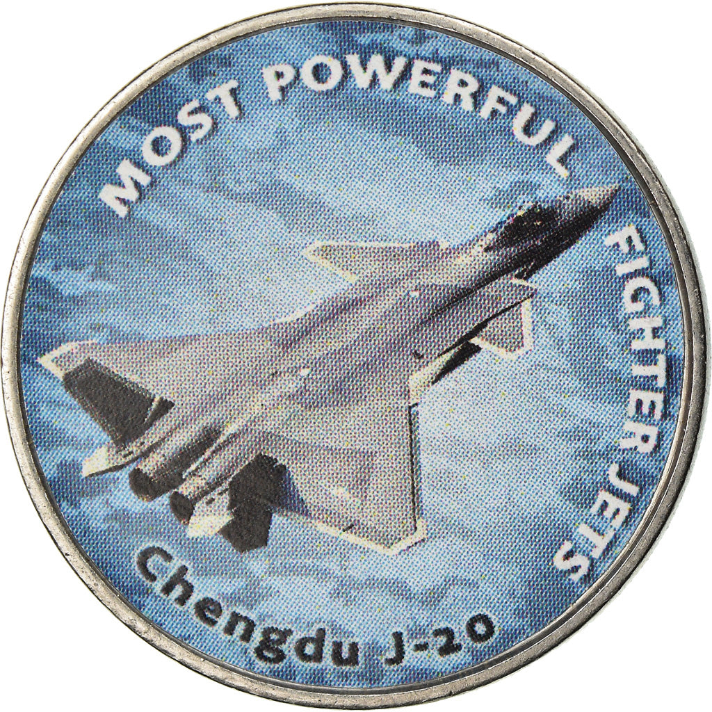 Coin, Zimbabwe, Shilling, 2019, Fighter jet - Chengdu, MS(63), Nickel plated