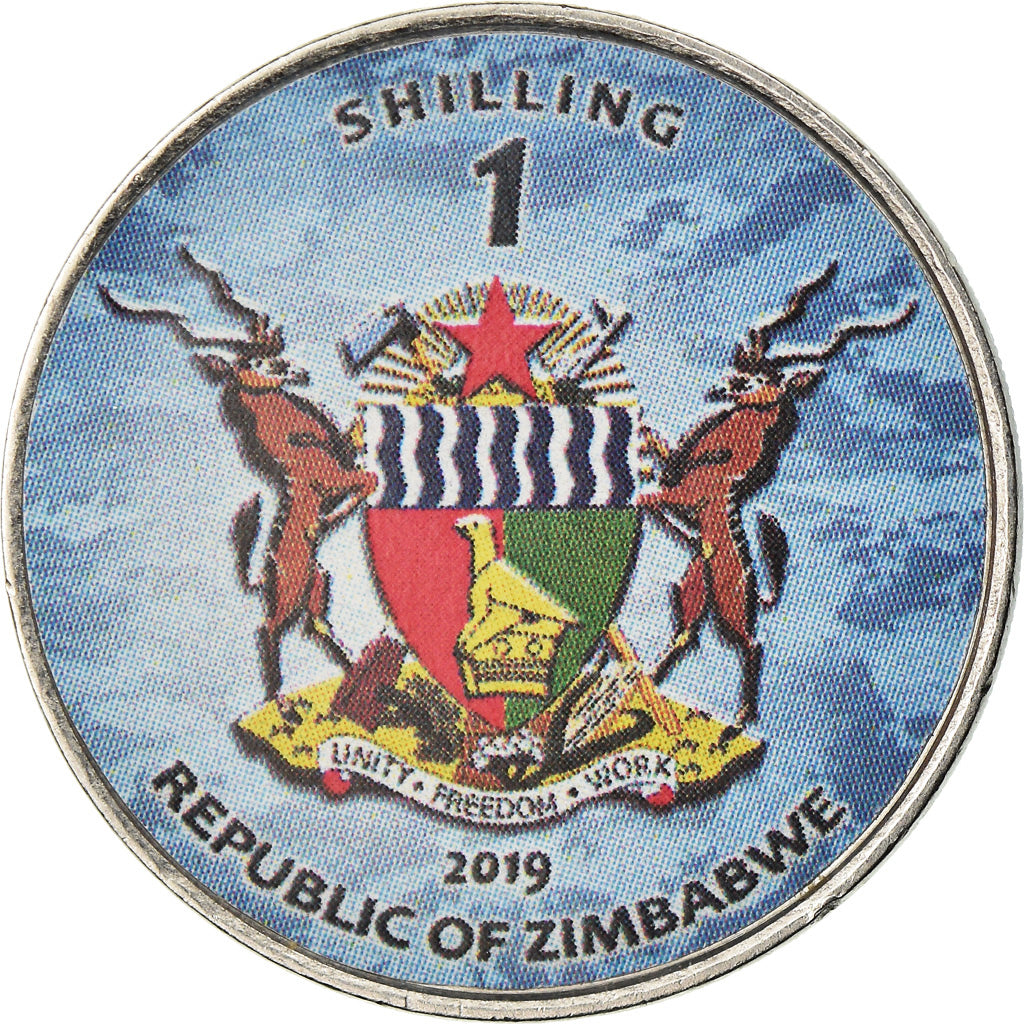 Moeda, Zimbabué, Shilling, 2019, Fighter jet - Flanker, MS(63), Aço Niquelado