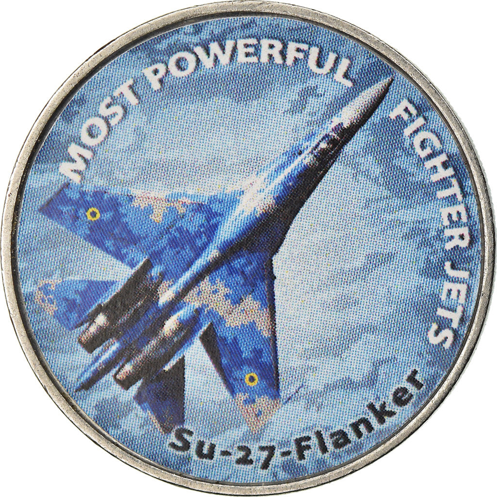 Coin, Zimbabwe, Shilling, 2019, Fighter jet - Flanker, MS(63), Nickel plated
