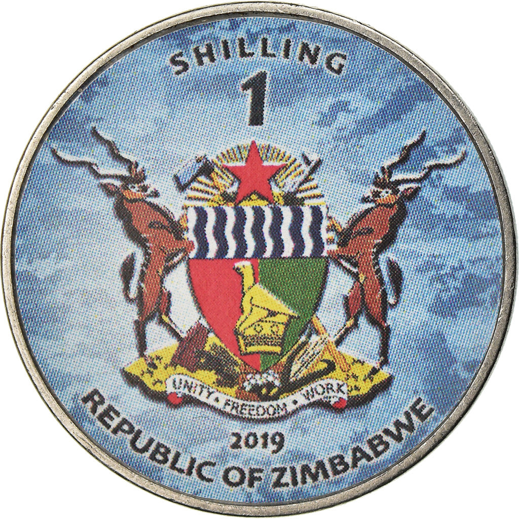 Coin, Zimbabwe, Shilling, 2019, Fighter jet - Flanker, MS(63), Nickel plated