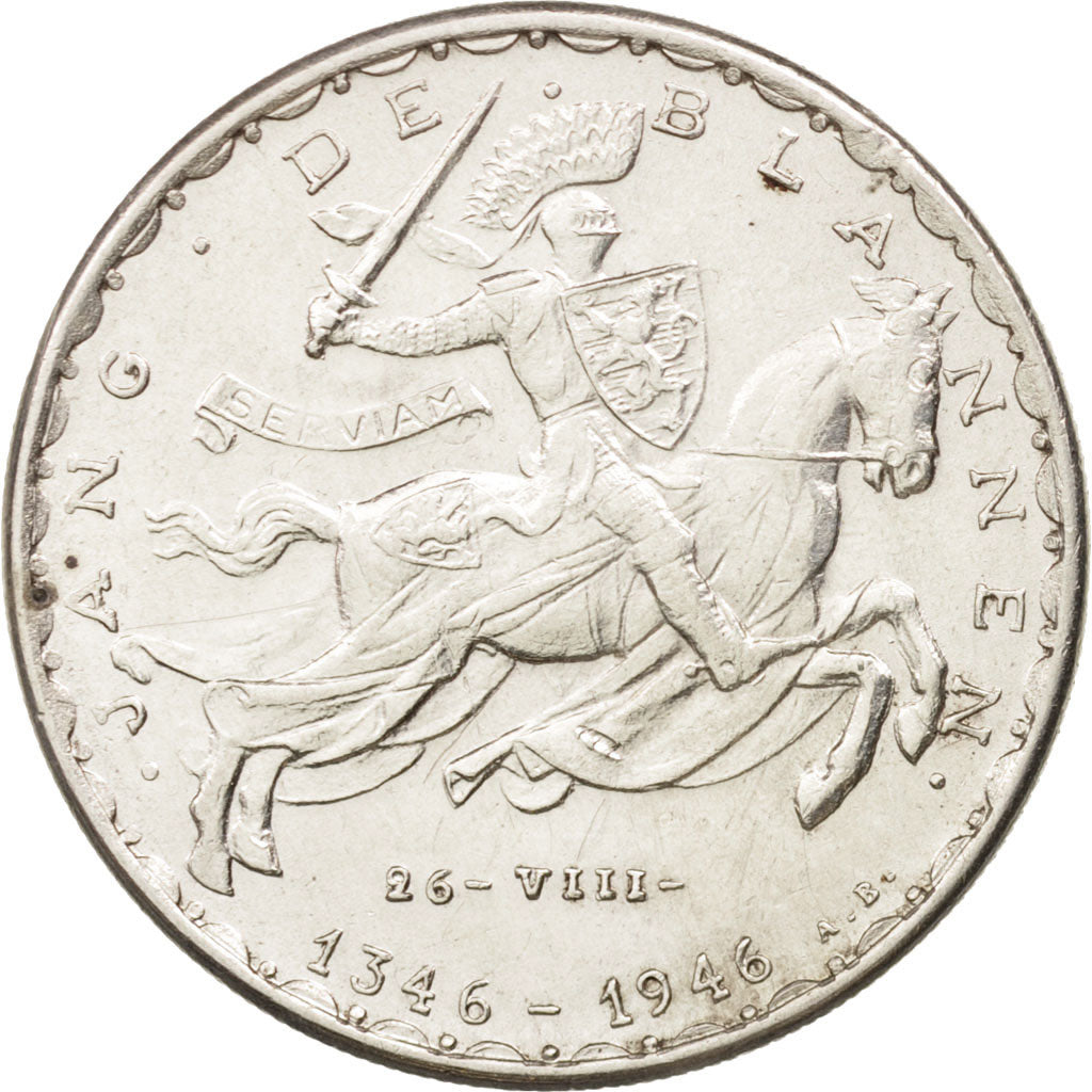 Luxembourg, Charlotte, 20 Francs, 1946, AU(50-53), Silver, KM:47