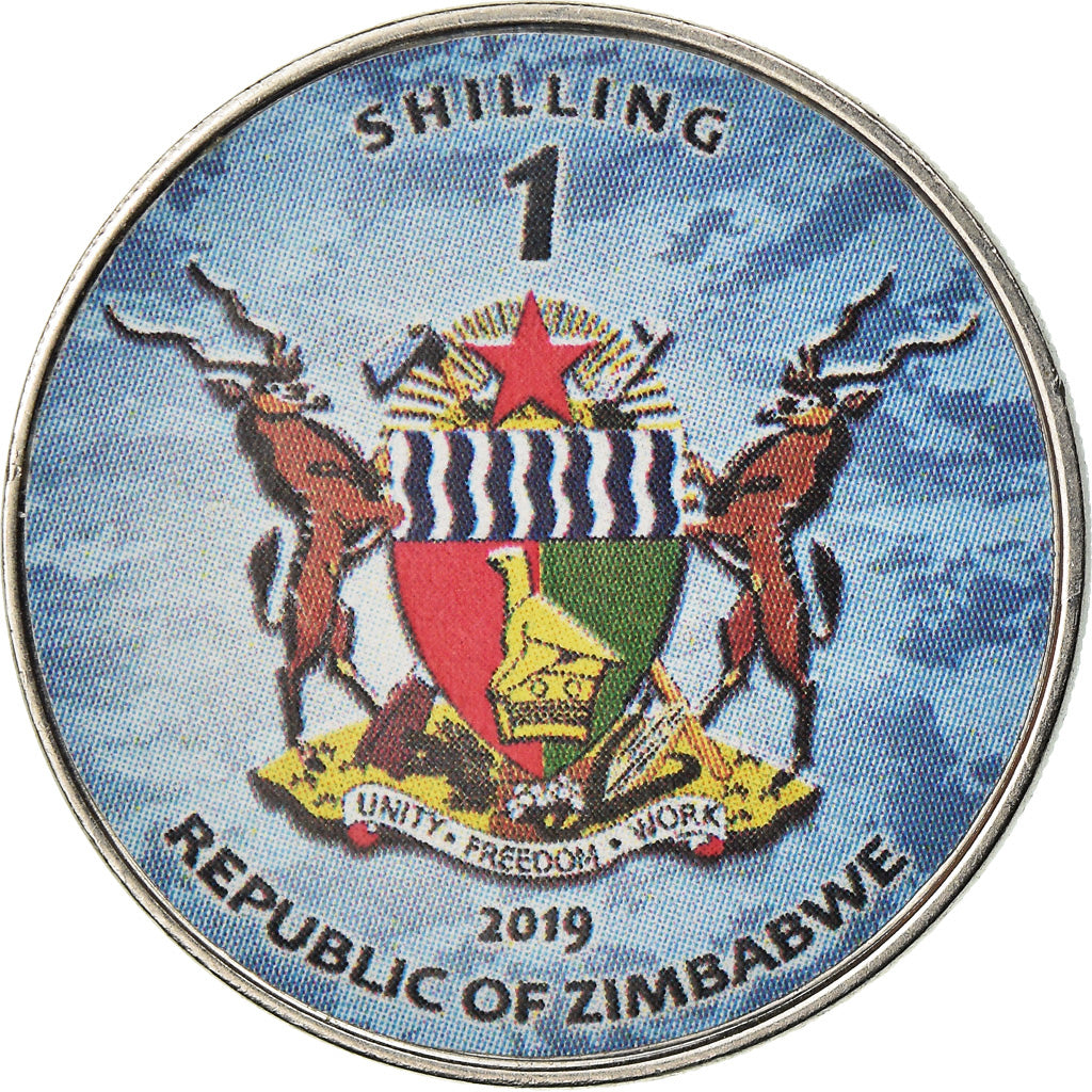 Coin, Zimbabwe, Shilling, 2019, Fighter jet - Mirage 2000, MS(63), Nickel plated