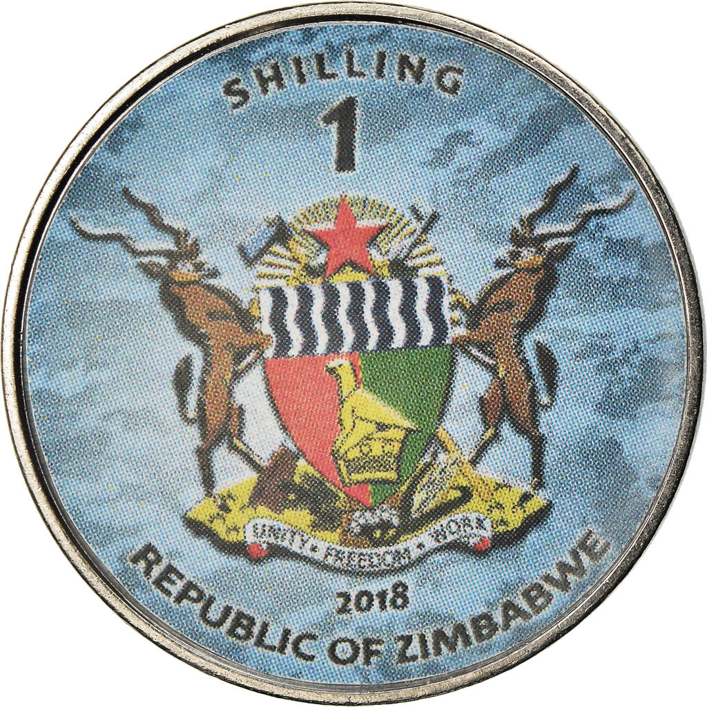 Coin, Zimbabwe, Shilling, 2018, Fighter jet - Sukhol, MS(63), Nickel plated