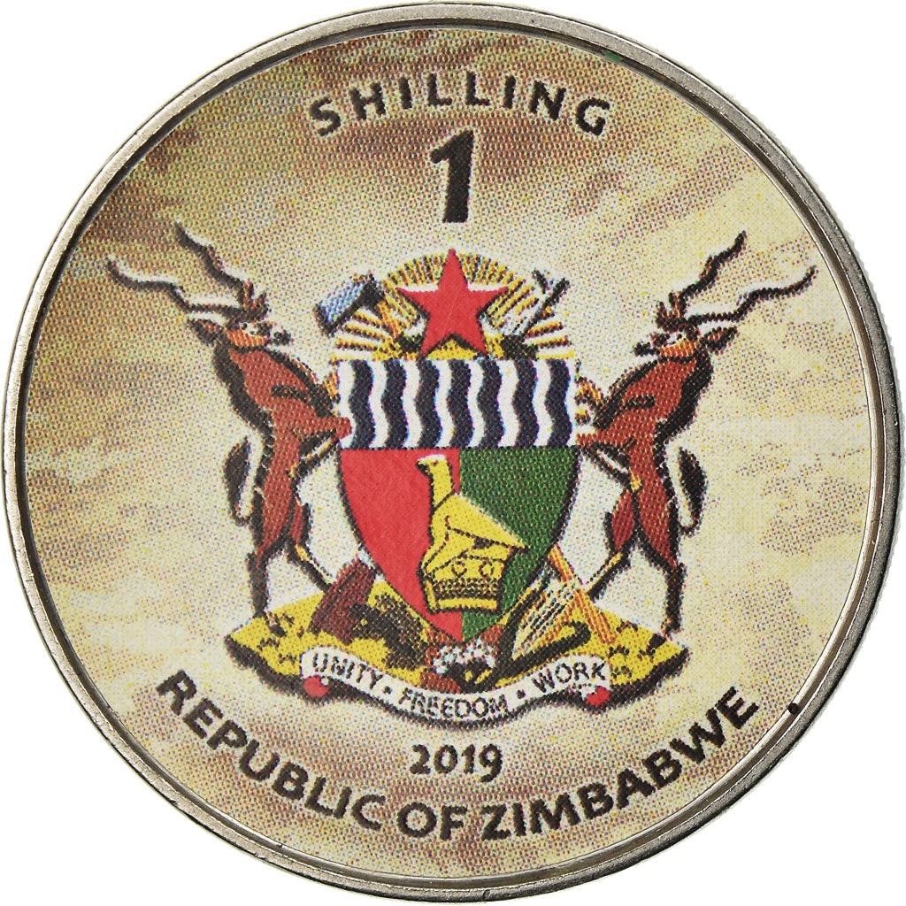 Moeda, Zimbabué, Shilling, 2019, Tanks - Type 90, MS(63), Aço Niquelado