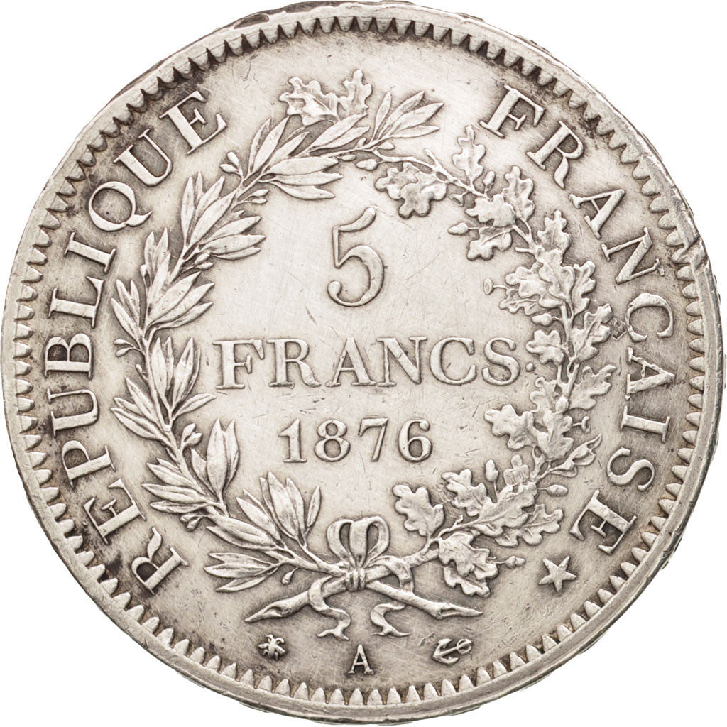 France, Hercule, 5 Francs, 1876, Paris, EF(40-45),Silver, KM:820.1, Gadoury 745a