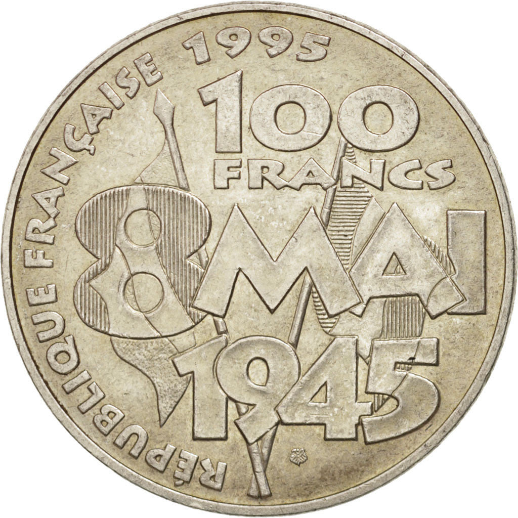 France, 8 mai 1945, 100 Francs, 1995, AU(50-53), Silver, KM:1116.2, Gadoury:952
