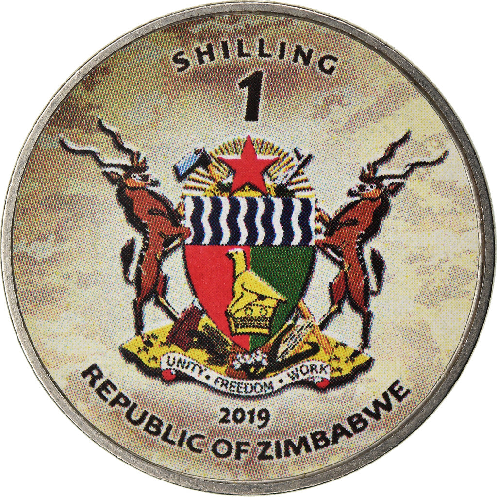 Coin, Zimbabwe, Shilling, 2019, Tanks - PT-91 Twardy, MS(63), Nickel plated
