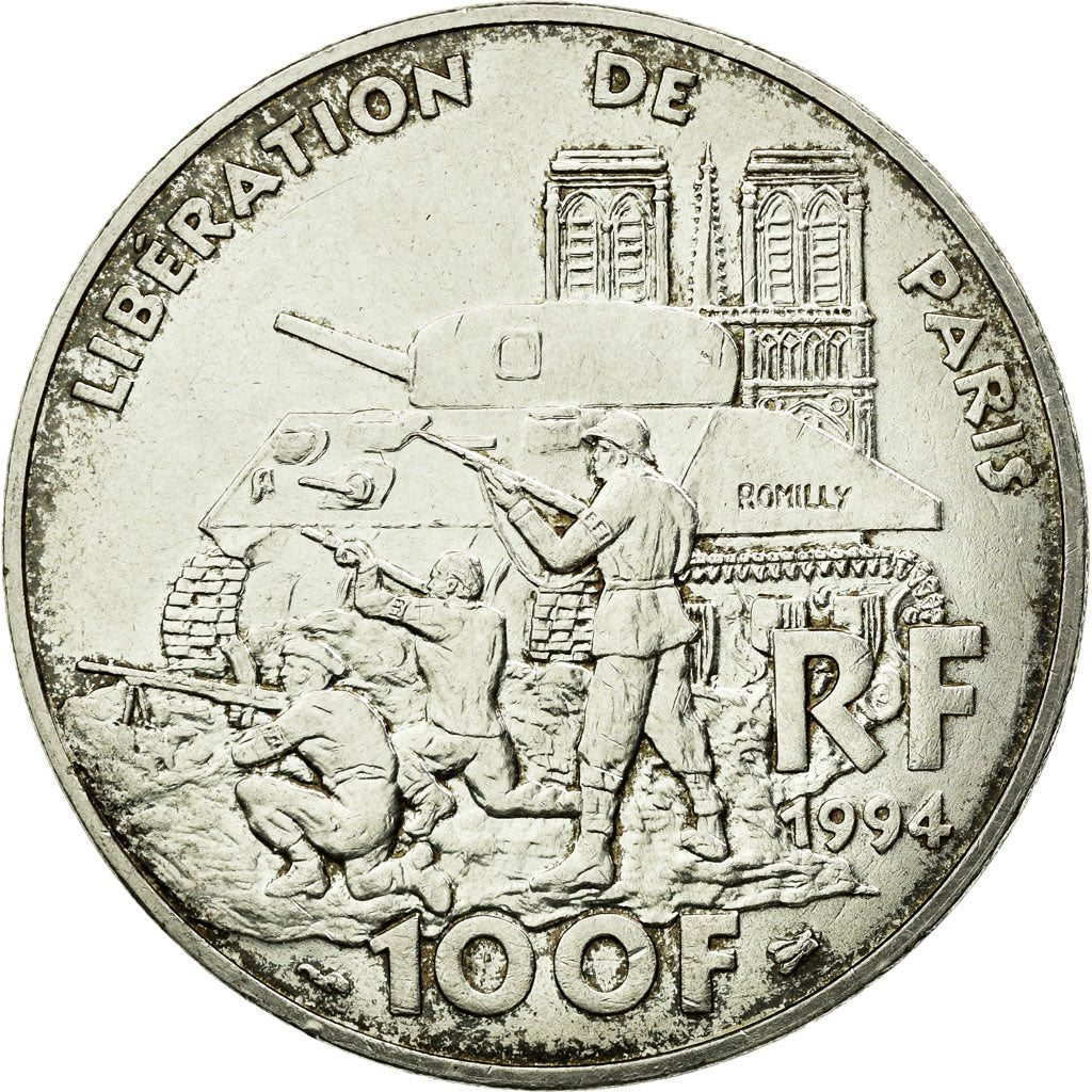 Coin, France, Libération de Paris, 100 Francs, 1994, AU(50-53), Silver