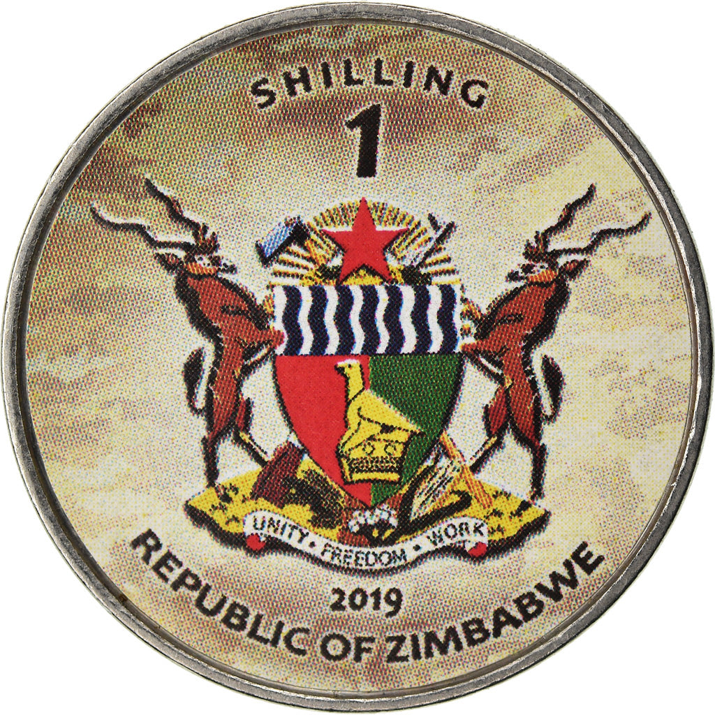 Coin, Zimbabwe, Shilling, 2019, Tanks - PT-91 Twardy, MS(63), Nickel plated