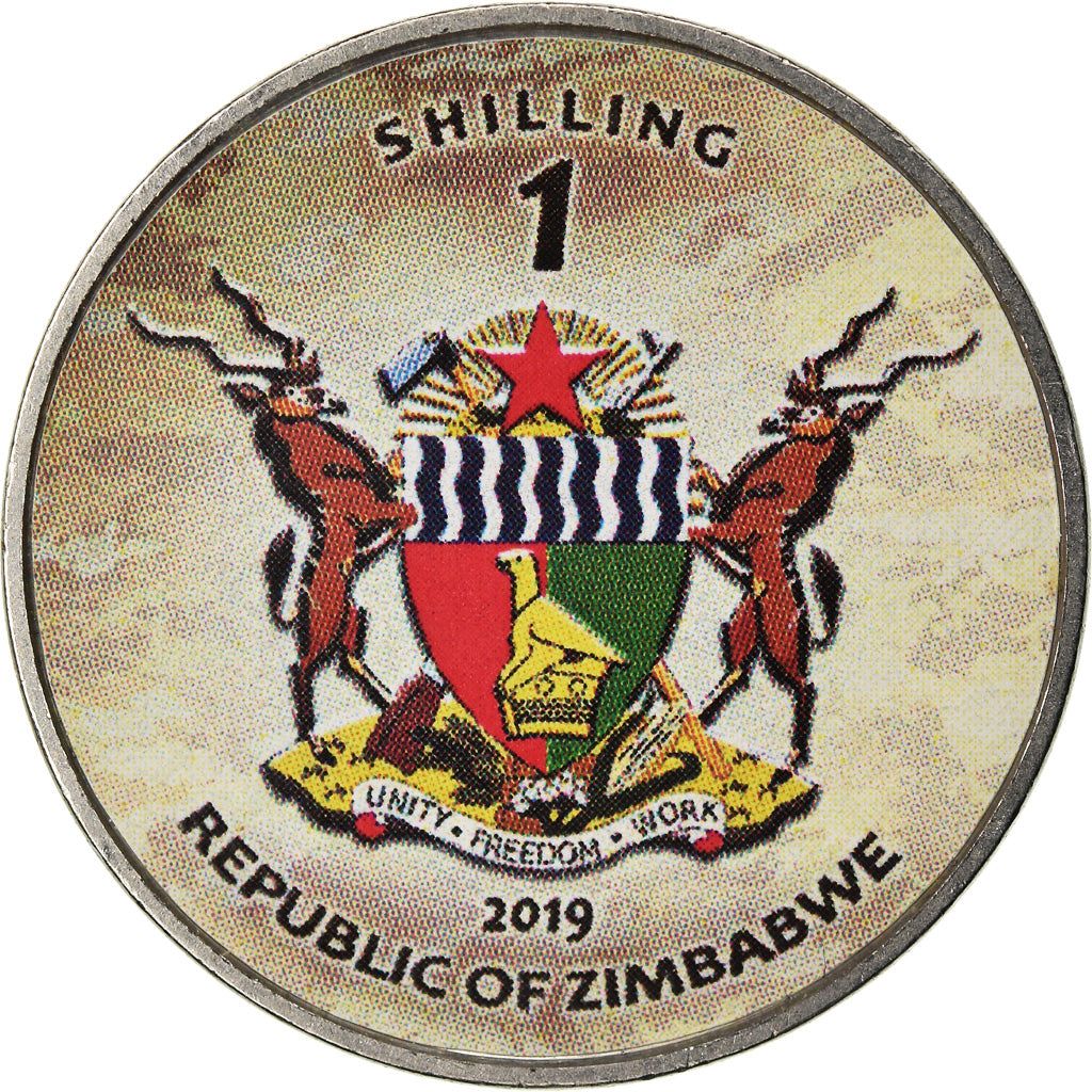 Coin, Zimbabwe, Shilling, 2019, Tanks - T-80, MS(63), Nickel plated steel