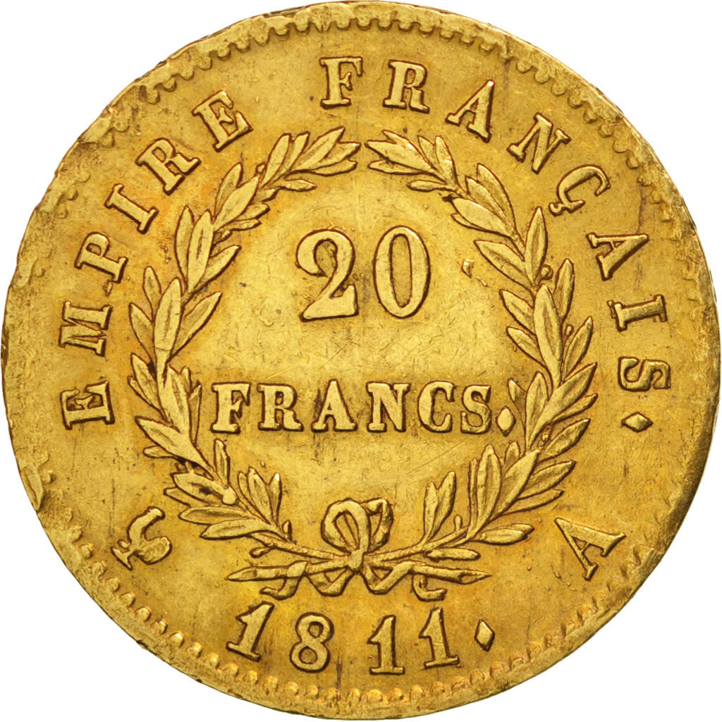 France, Napoléon I, 20 Francs, 1811, Paris, TTB, Or, KM:695.1, Gadoury:1025