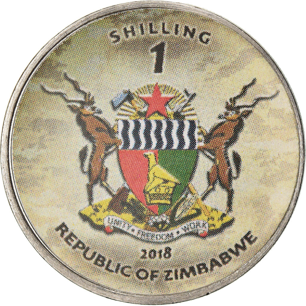 Coin, Zimbabwe, Shilling, 2018, Tanks - T-90AM, MS(63), Nickel plated steel