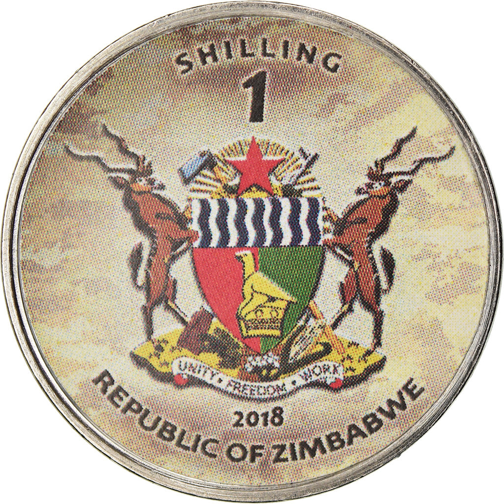 Coin, Zimbabwe, Shilling, 2018, Tanks - AMX-56 Leclerc, MS(63), Nickel plated