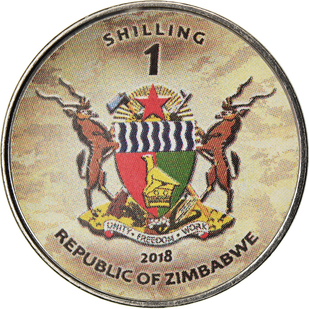 Coin, Zimbabwe, Shilling, 2018, Tanks - Léopard 2A7, MS(63), Nickel plated