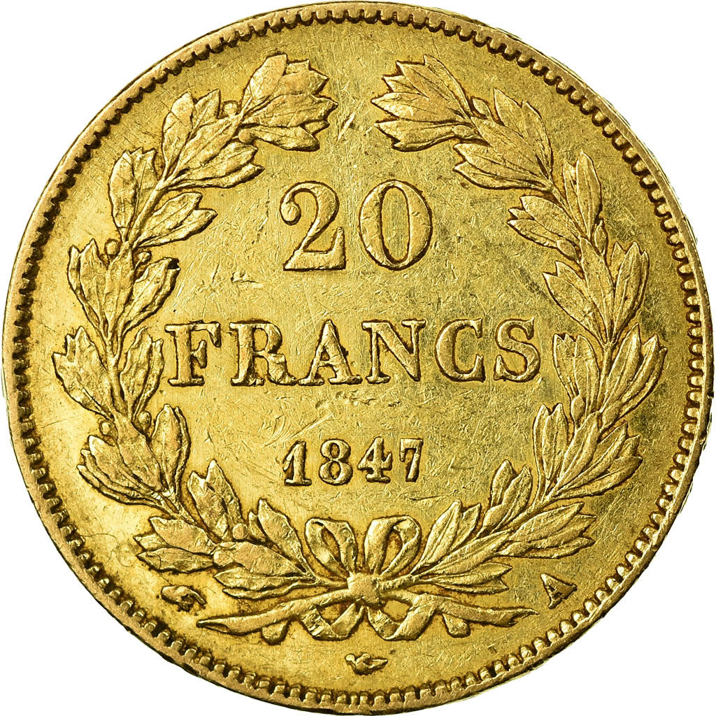 Munten, Frankrijk, Louis-Philippe, 20 Francs, 1847, Paris, ZF, Goud, KM:750.1