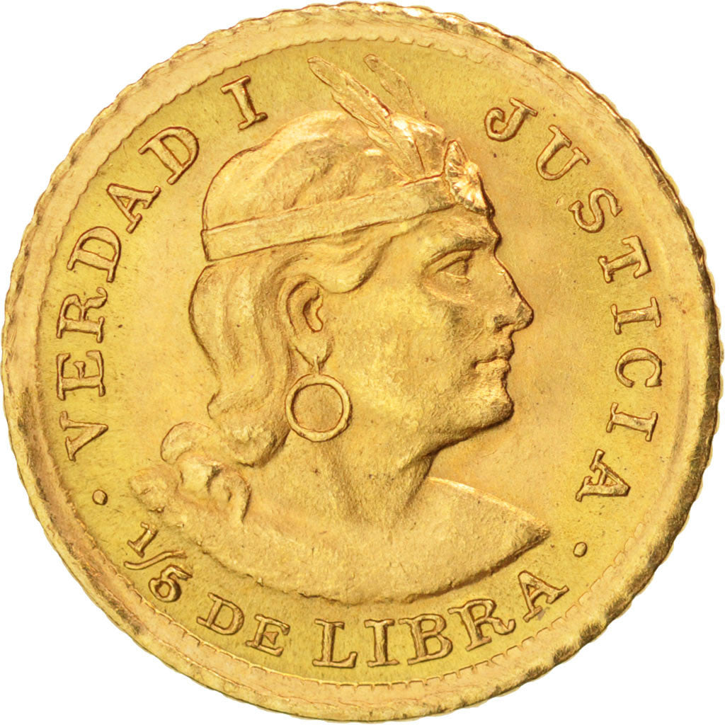 Perù, 1/5 Libra, Pound, 1966, Lima, SPL, Oro, KM:210