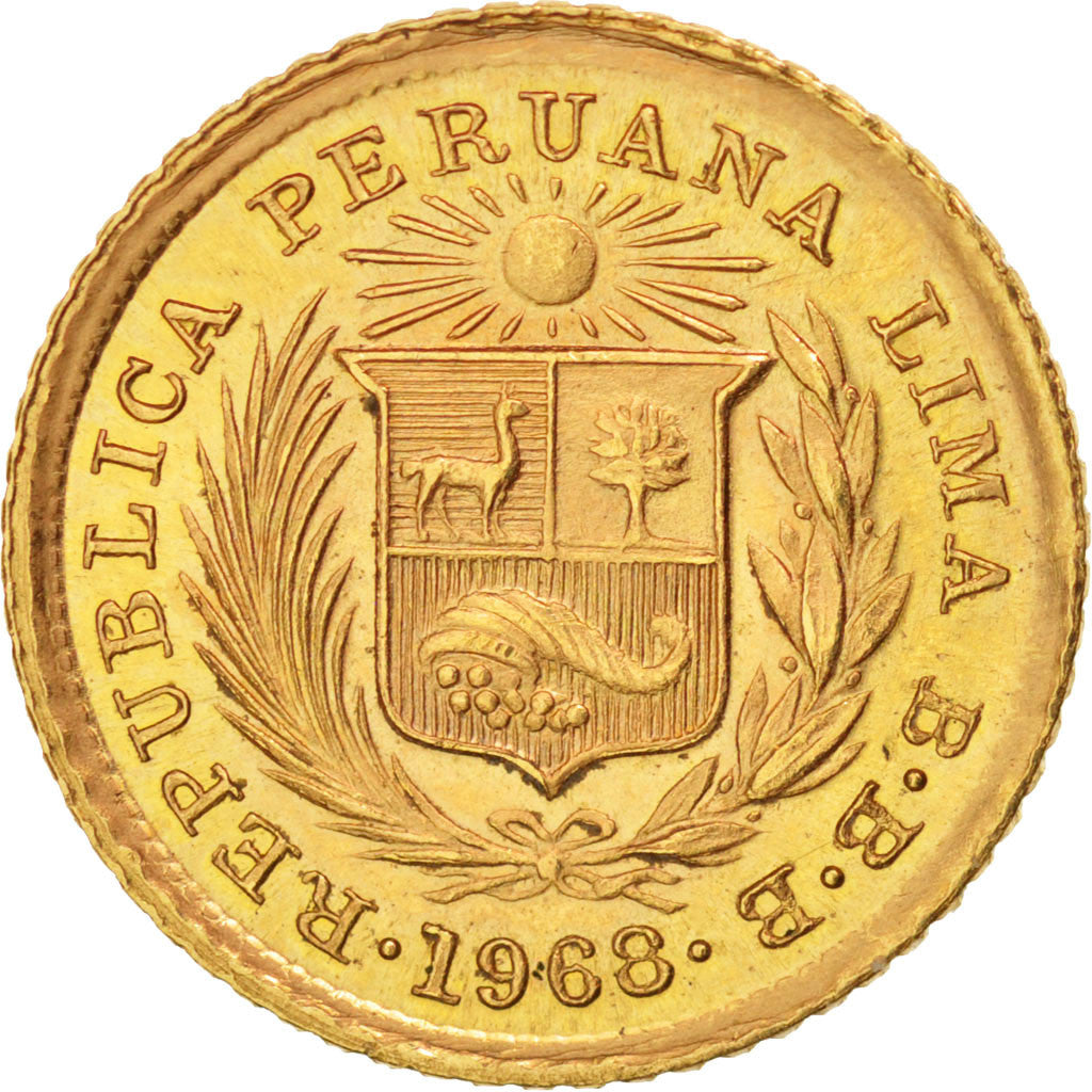 Peru, 1/5 Libra, Pound, 1968, Lima, MS(60-62), Gold, KM:210