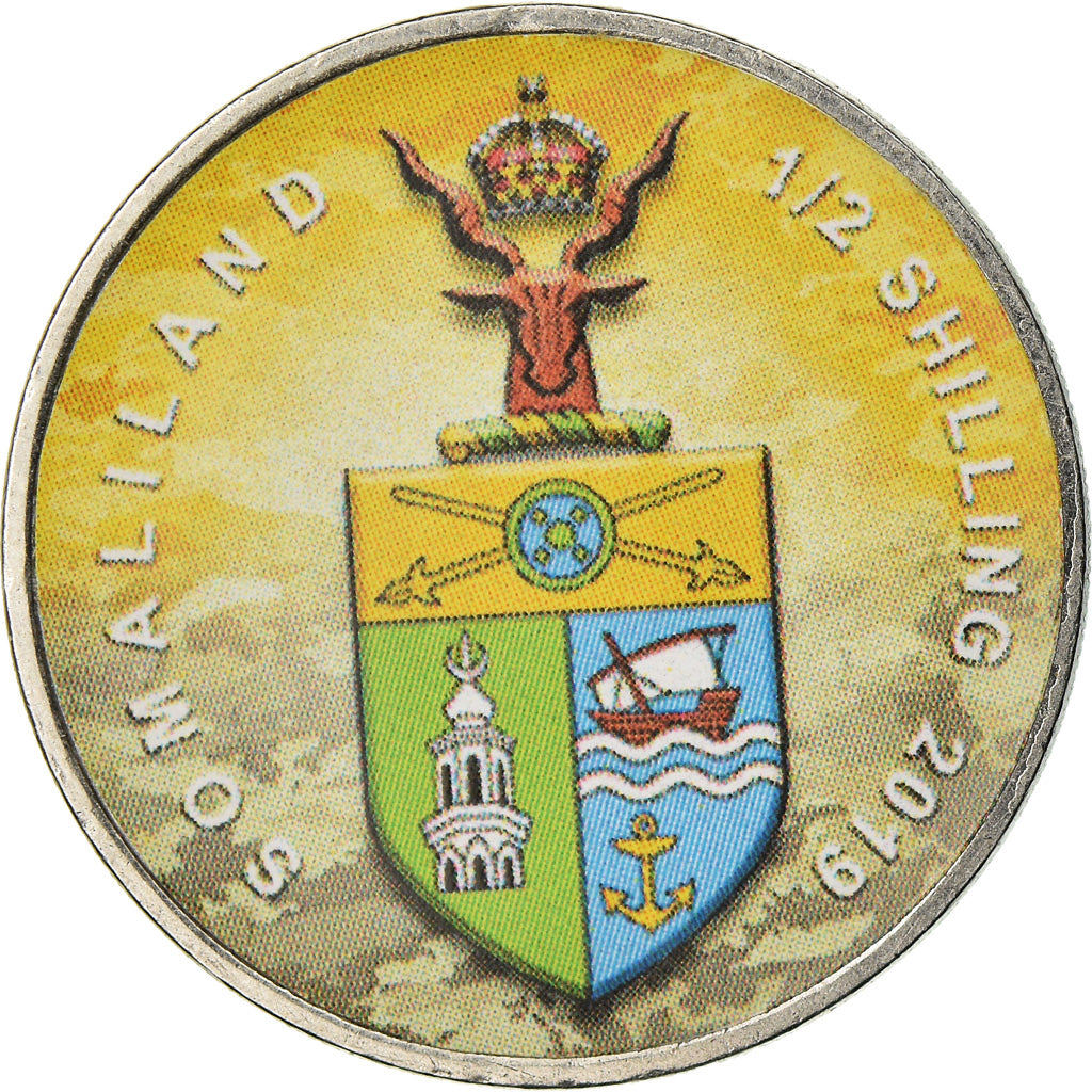 Coin, Somaliland, 1/2 Shilling, 2019, Motos - 100 ans - 1940, MS(63), Stainless