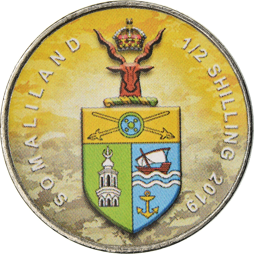 Coin, Somaliland, 1/2 Shilling, 2019, Motos - 100 ans - 1950, MS(63), Stainless