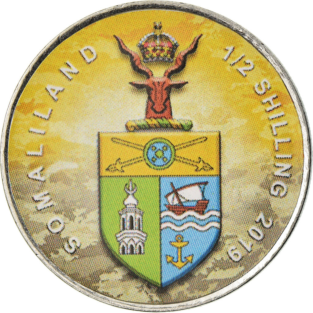 Coin, Somaliland, 1/2 Shilling, 2019, Motos - 100 ans - 1950, MS(63), Stainless