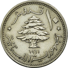 Coin, Lebanon, 10 Piastres, 1961, AU(50-53), Copper-nickel, KM:24
