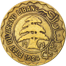 Lebanon, 5 Piastres, 1924, Paris, EF(40-45), Aluminum-Bronze, KM:2