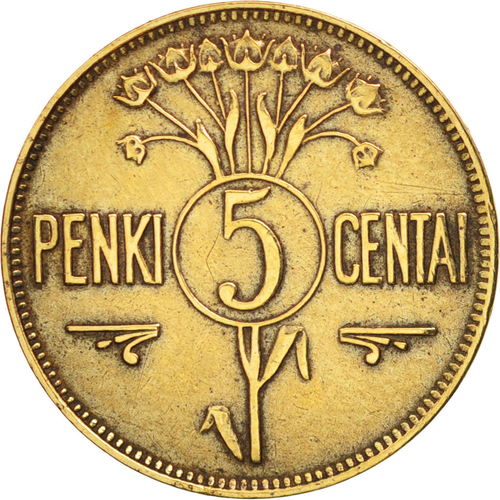 Lithuania, 5 Centai, 1925, King's Norton, EF(40-45), Aluminum-Bronze, KM:72