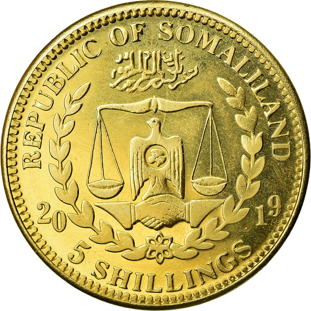 Coin, Somaliland, 5 Shillings, 2019, Chiens - Boxer, MS(63), Brass