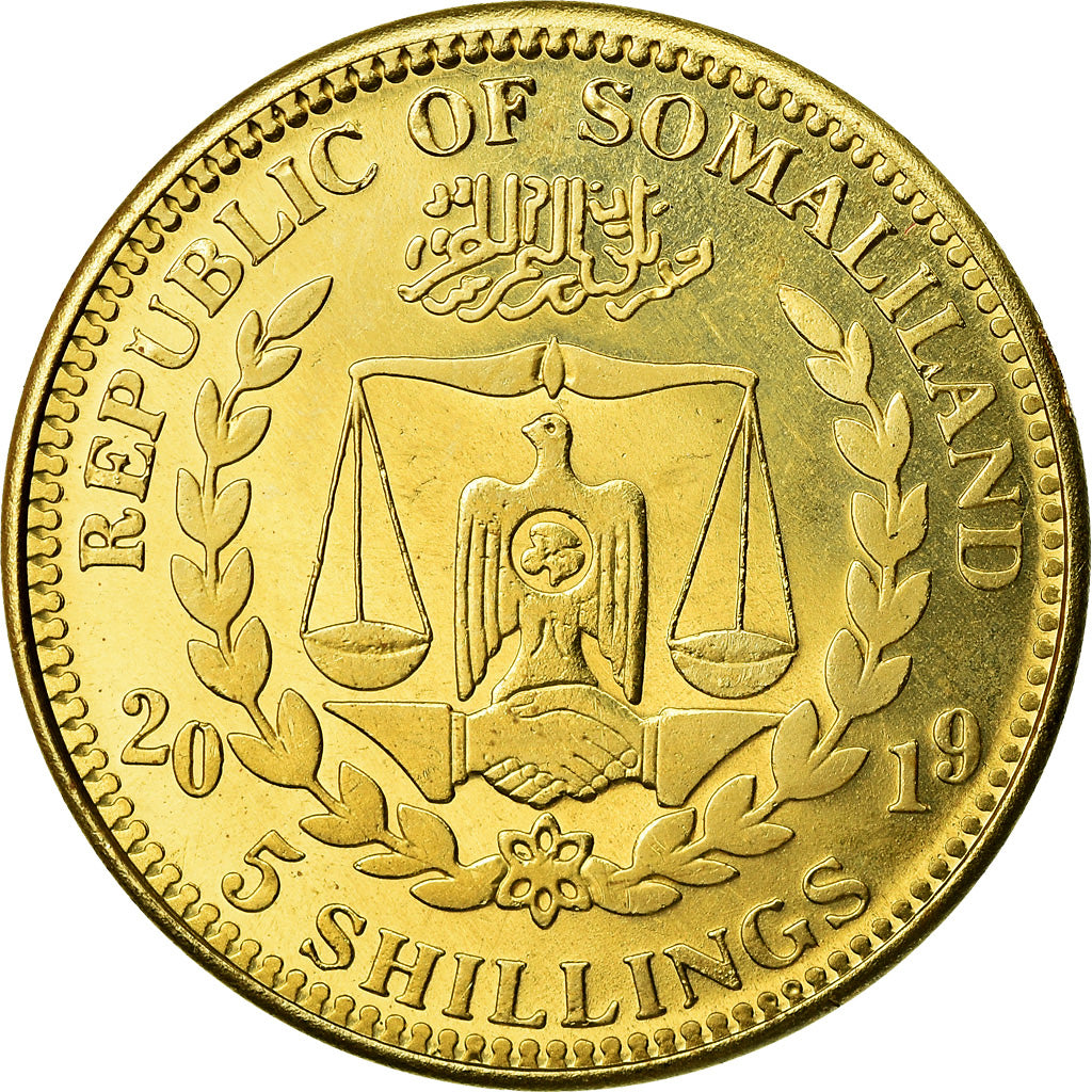 Monnaie, Somaliland, 5 Shillings, 2019, Chiens - Berger allemand, SPL, Laiton