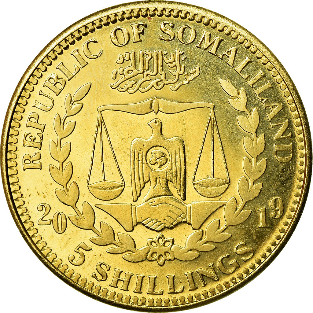 Coin, Somaliland, 5 Shillings, 2019, Chiens - Berger allemand, MS(63), Brass