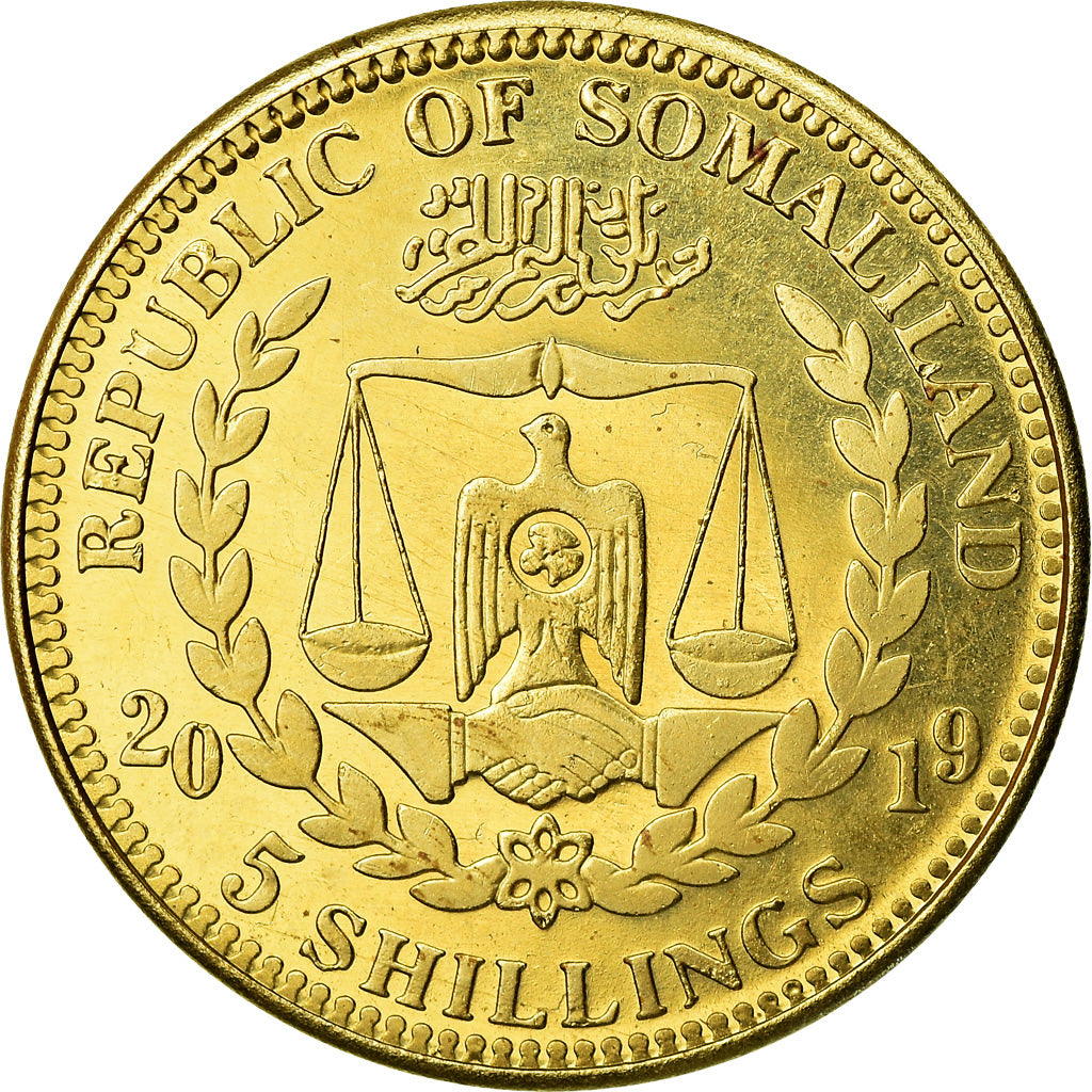 Coin, Somaliland, 5 Shillings, 2019, Chiens - Berger allemand, MS(63), Brass