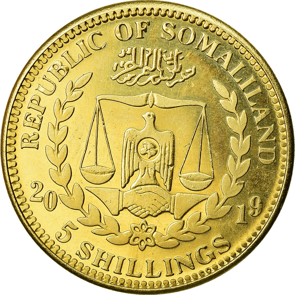 Coin, Somaliland, 5 Shillings, 2019, Chiens - Beagle, MS(63), Brass