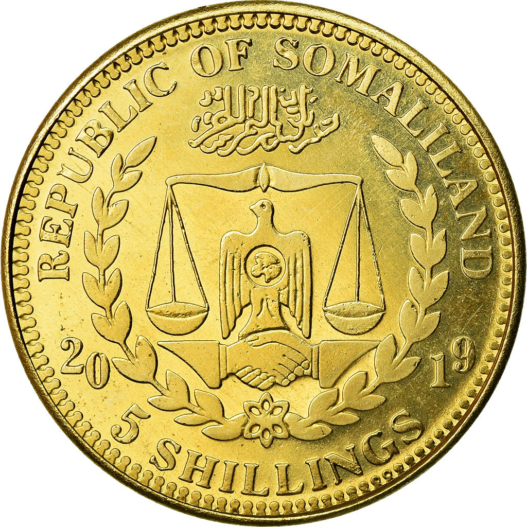 Coin, Somaliland, 5 Shillings, 2019, Chiens - American staffordshire terrier