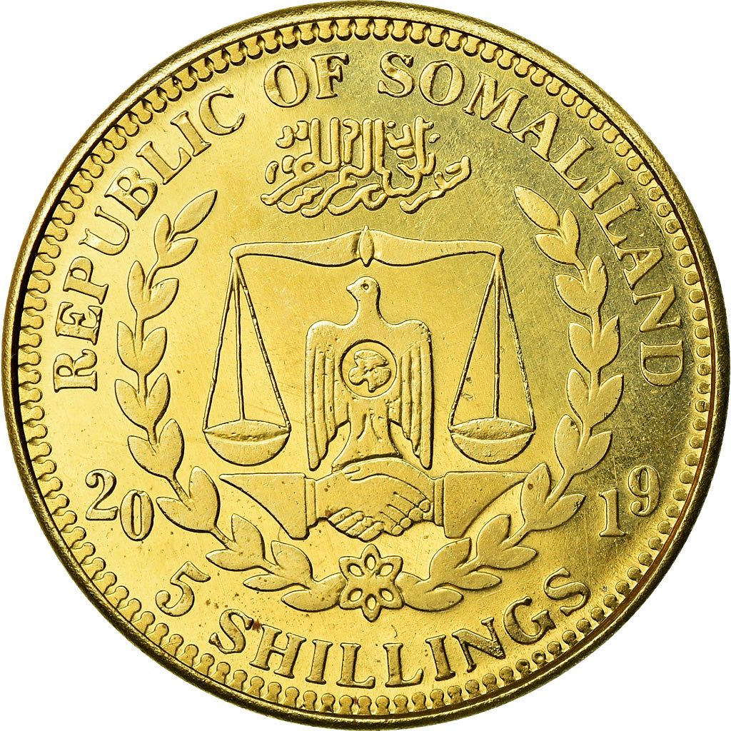 Coin, Somaliland, 5 Shillings, 2019, Chiens - American staffordshire terrier