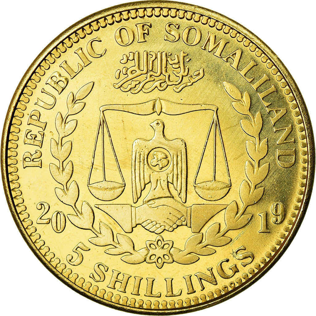 Coin, Somaliland, 5 Shillings, 2019, Chiens - American staffordshire terrier