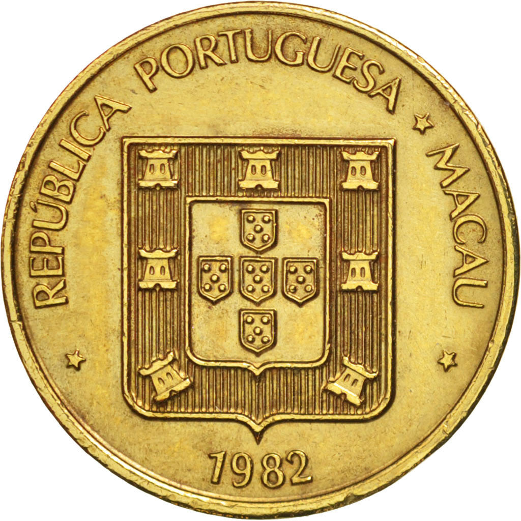 Macao, 20 Avos, 1982, AU(50-53), Brass, KM:21