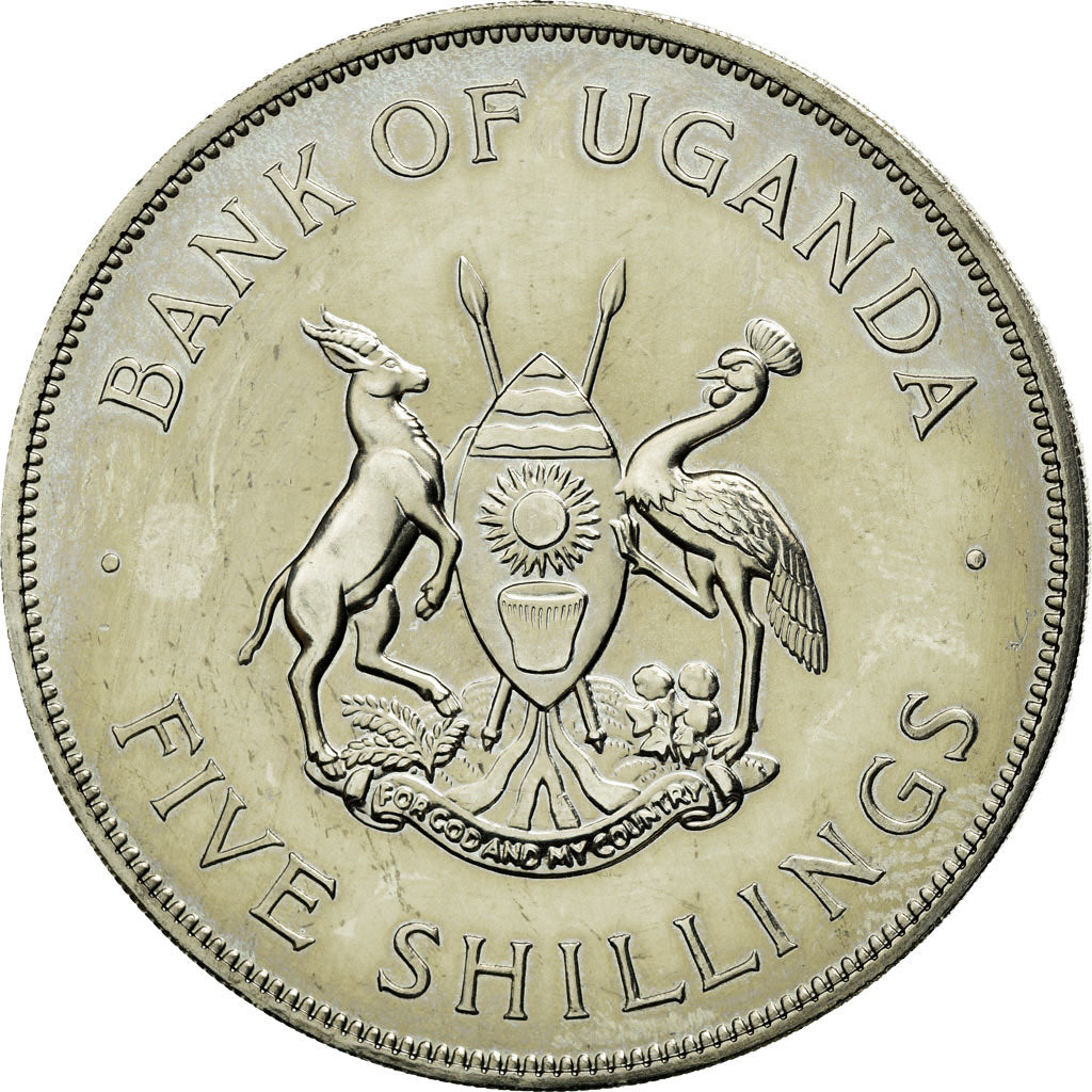 Coin, Uganda, 5 Shillings, 1968, AU(55-58), Copper-nickel, KM:7