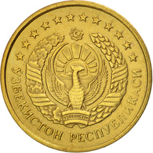 Uzbekistan, Tiyin, 1994, SPL-, Acciaio ricoperto in ottone, KM:1.1
