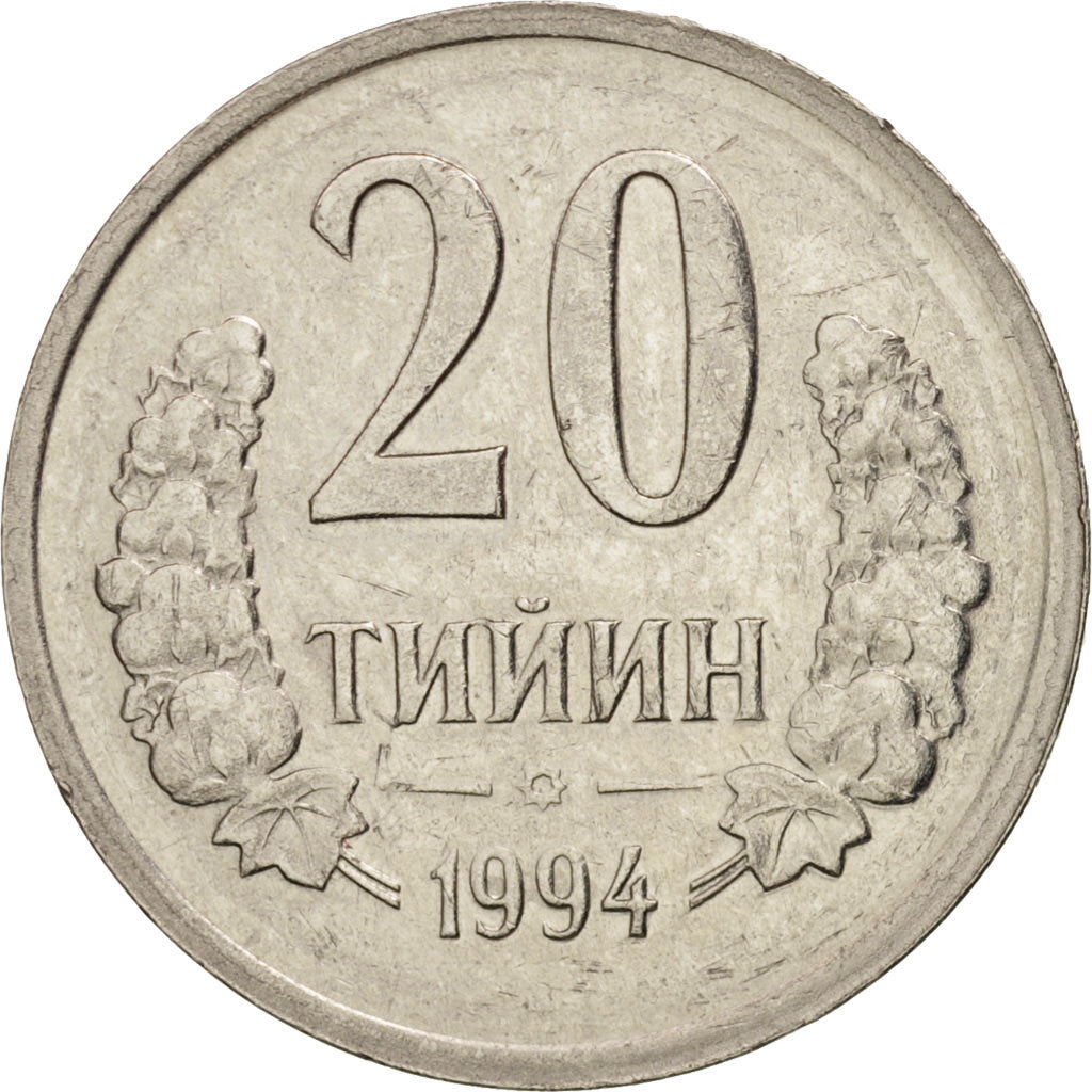 Uzbekistan, 20 Tiyin, 1994, AU(55-58), Nickel Clad Steel, KM:5.1